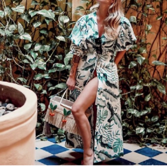 NWT Johanna Ortiz for H&M Natural White Leaf Dress - Picture 4 of 13